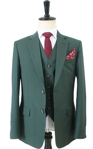 CLASSICS DARK GREEN  WORSTED 3 PIECE SUIT