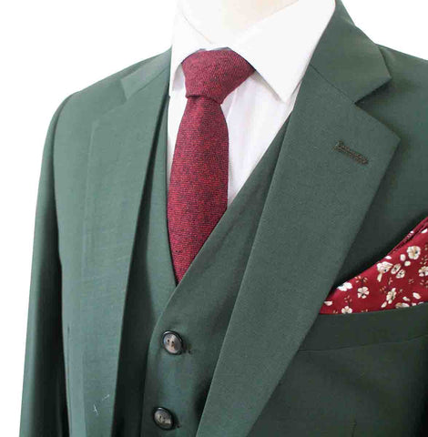CLASSICS DARK GREEN  WORSTED 3 PIECE SUIT
