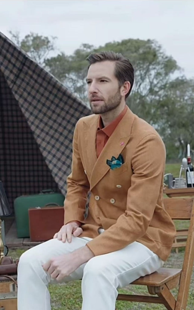 LIGHT BROWN MIX & MATCH LINEN 2 PIECE SUIT