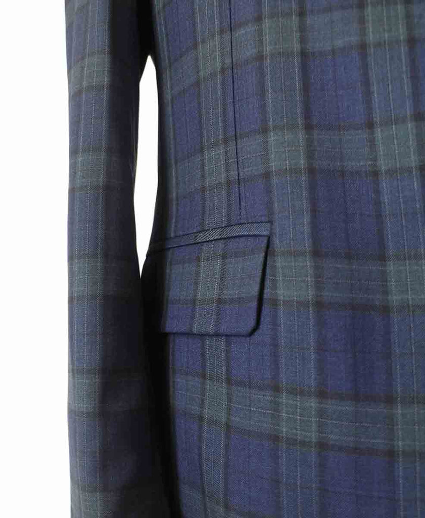 NAVY GREEN  PLAID WORSTED 3 PIECE SUIT