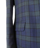 NAVY GREEN  PLAID WORSTED 3 PIECE SUIT