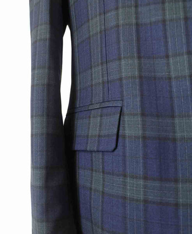 NAVY GREEN  PLAID WORSTED 3 PIECE SUIT