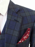 NAVY GREEN  PLAID WORSTED 3 PIECE SUIT