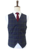 NAVY GREEN  PLAID WORSTED 3 PIECE SUIT