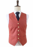 ORANGE RED LINEN 3 PIECE SUIT