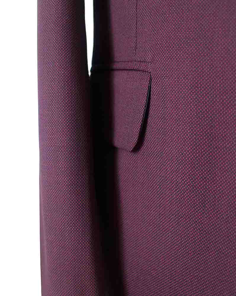 WINE RED BIRDSEYE WORSTED 3 PIECE SUIT