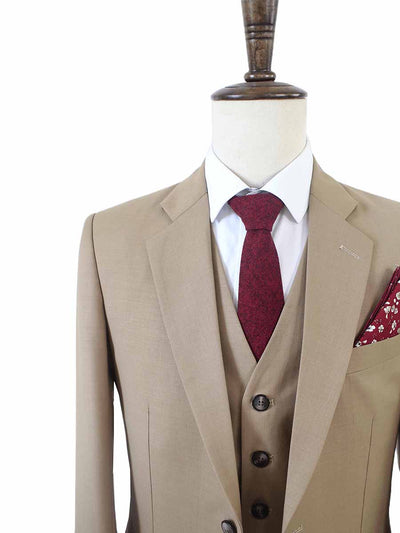 KHAKI WORSTED 3 PIECE SUIT