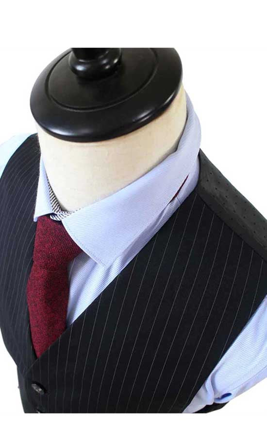 BDtailormade BLACK PINSTRIPE WORSTED 3 PIECE SUIT - BDtailormade Worsted Suittweedmaker hockerty menstweedsuit