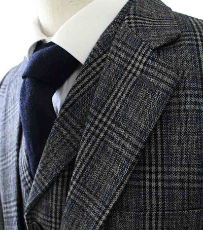 BDtailormade RETRO GREY BLUE PLAID TWEED 2 PIECE SUIT - BDtailormade TWEED SUITStweedmaker hockerty menstweedsuit