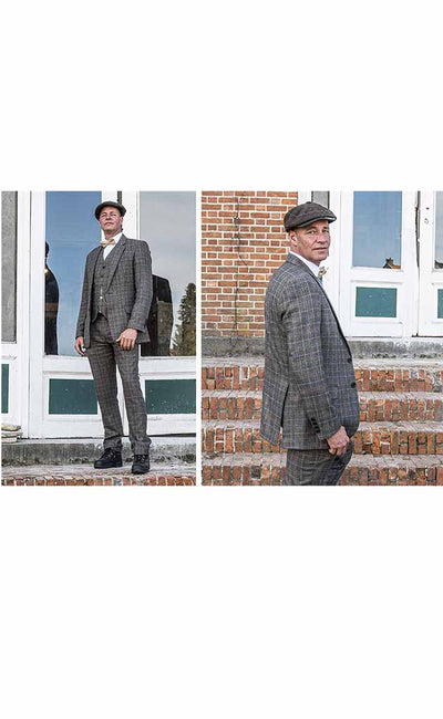 BDtailormade BROWN PRINCE OF WALES OVERCHECK TWEED 3 PIECE SUIT - BDtailormade TWEED SUITStweedmaker hockerty menstweedsuit