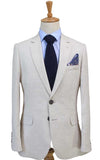BEIGE 3 PIECE LINEN MENS SUIT