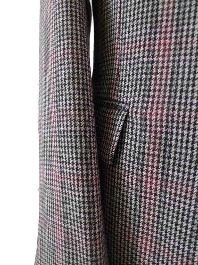 BDtailormade BROWN PINK HOUNDSTOOTH PLAID TWEED 3 PIECE SUIT - BDtailormade TWEED SUITStweedmaker hockerty menstweedsuit