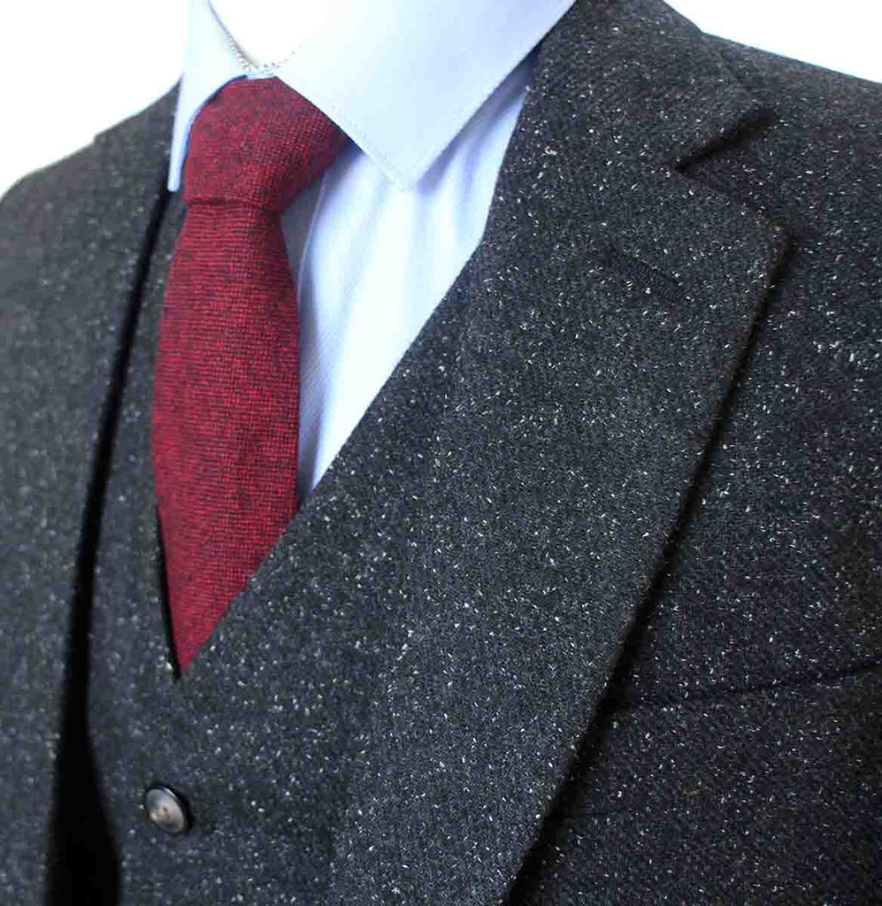 BDtailormade CLASSIC BLACK SPECKLE TWEED 3 PIECE SUIT - BDtailormade TWEED SUITStweedmaker hockerty menstweedsuit