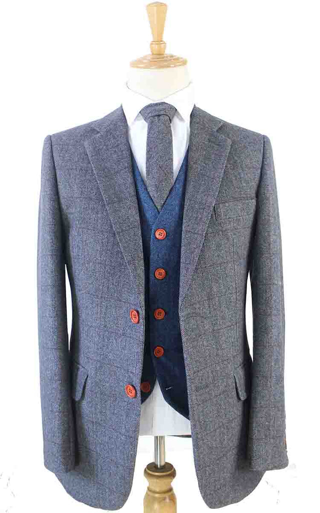 BDtailormade GREY HERRINGBONE MIX & MATCH TWEED 3 PIECE SUIT - BDtailormade TWEED SUITStweedmaker hockerty menstweedsuit