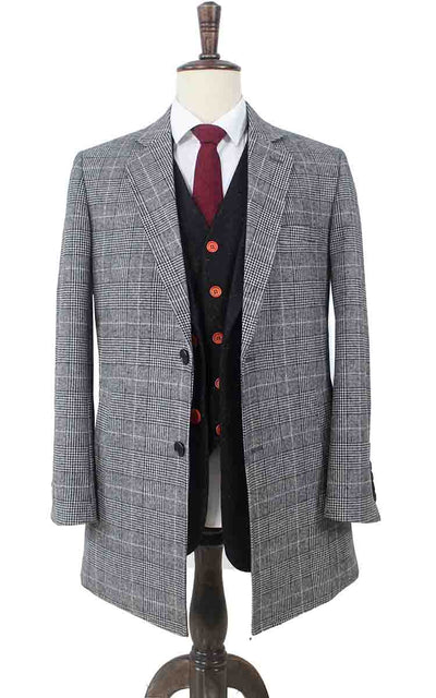 BDtailormade GREY OVERCOAT HOUNDSTOOTH PLAID TWEED - BDtailormade TWEED SUITStweedmaker hockerty menstweedsuit