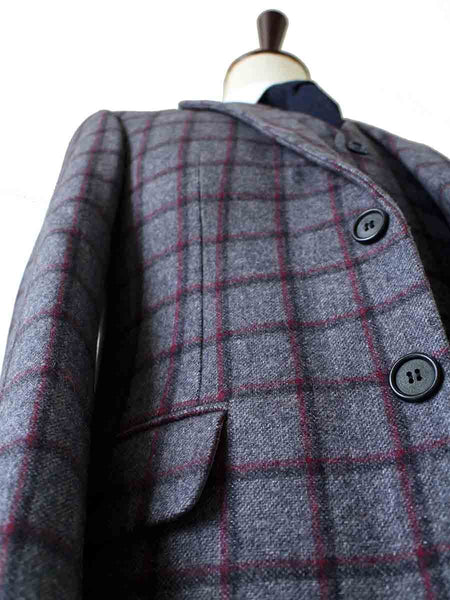 GREY RED WINDOWPANE PLAID TWEED PIECE SUIT 丨BDtailormade