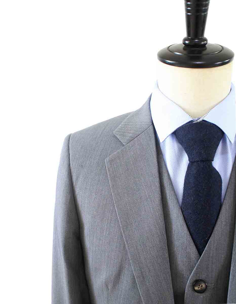 BDtailormade GREY HERRINGBONE WORSTED 3 PIECE SUIT - BDtailormade Worsted Suittweedmaker hockerty menstweedsuit