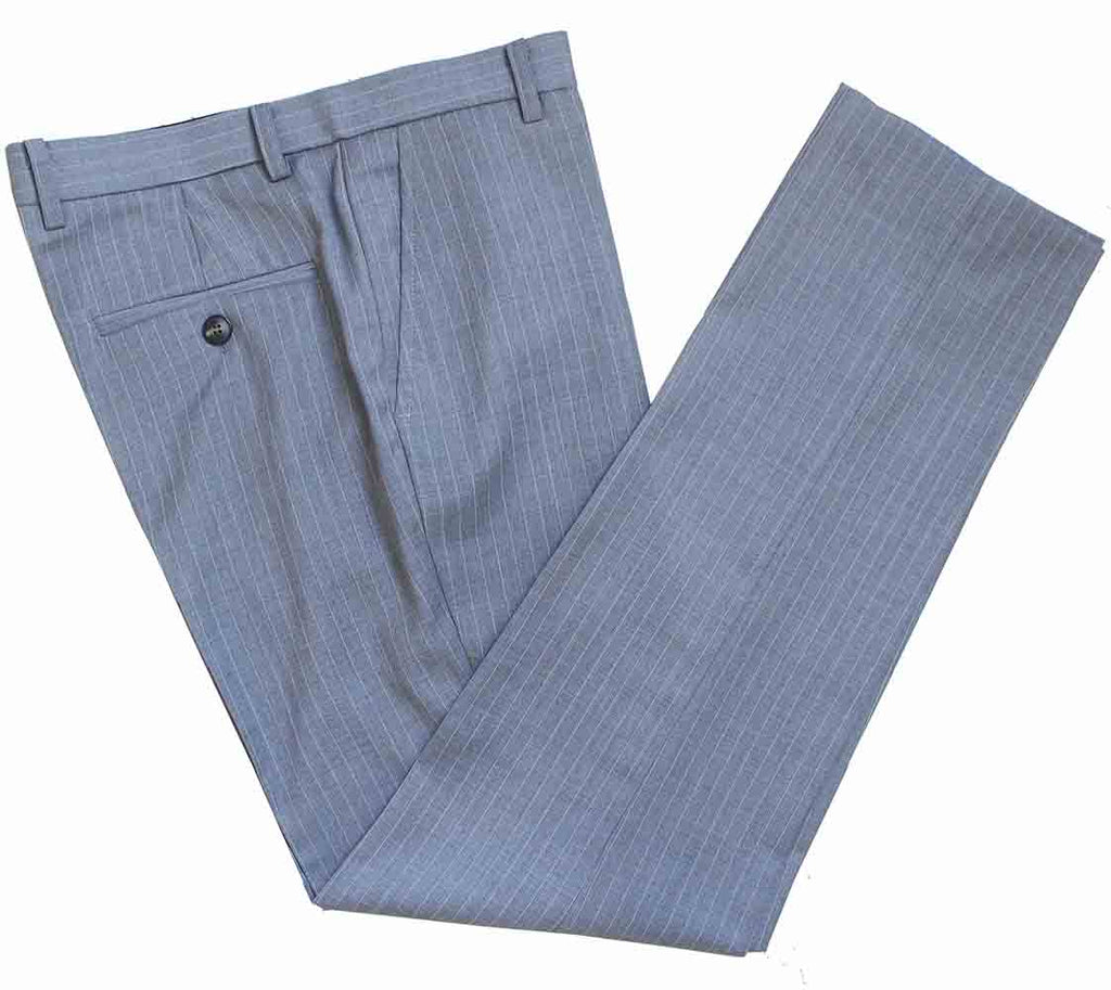 BDtailormade LIGHT GREY PINSTRIPE WORSTED 3 PIECE SUIT - BDtailormade Worsted Suittweedmaker hockerty menstweedsuit