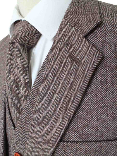 BDtailormade LIGHT BROWN HERRINGBONE TWEED 3 PIECE SUIT - BDtailormade TWEED SUITStweedmaker hockerty menstweedsuit