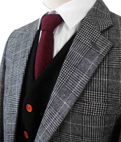LIGHT GREY HOUNDSTOOTH PLAID TWEED PIECE SUIT丨BDtailormade