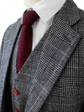 BDtailormade LIGHT GREY HOUNDSTOOTH PLAID TWEED 3 PIECE SUIT - BDtailormade TWEED SUITStweedmaker hockerty menstweedsuit