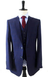 NAVY WINDOWPANE WORSTED 3 PIECE SUIT