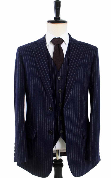 Navy tweed 3 piece suit best sale