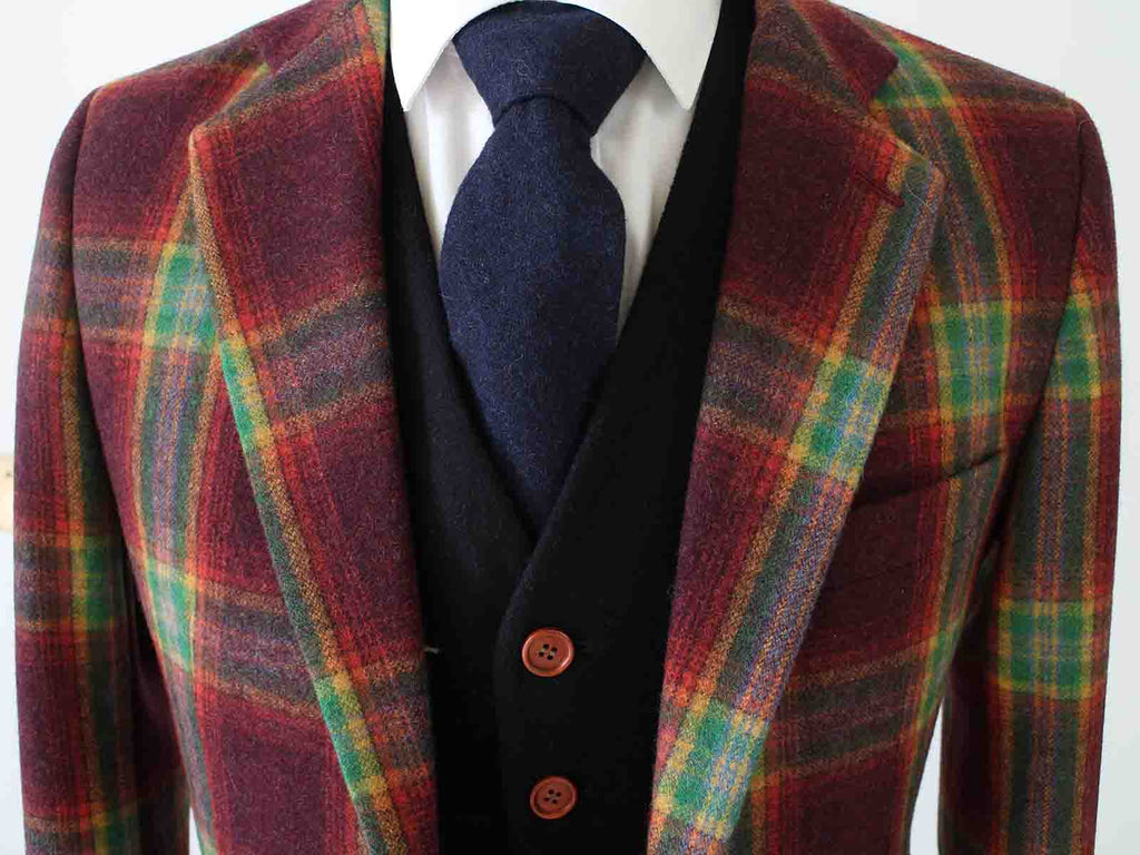 BDtailormade RAINBOW RED PLAID MIX & MATCH TWEED 3 PIECE SUIT - BDtailormade TWEED SUITStweedmaker hockerty menstweedsuit