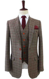 RETRO BROWN PLAID TWEED 3 PIECE SUIT