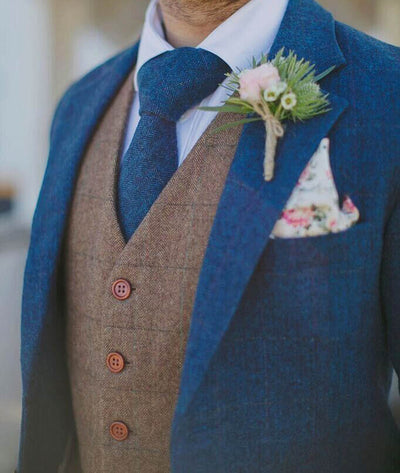 BDtailormade BLUE HERRINGBONE TWEED 3 PIECE SUIT - BDtailormade TWEED SUITStweedmaker hockerty menstweedsuit