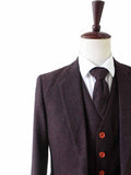 BDtailormade DARK BROWN BARLEYCORN TWEED 3 PIECE SUIT - BDtailormade TWEED SUITStweedmaker hockerty menstweedsuit