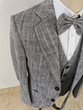 LIGHT GRAY HERRINGBONE COTTON LINEN 3 PIECE SUIT