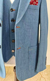 GREY BLUE DENIM 3 PIECE SUIT