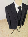 CHARCOAL MELANGE PINSTRIPE 3 PIECE SUIT