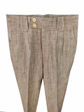 LIGHT BROWN HERRINGBONE COTTON LINEN 3 PIECE SUIT
