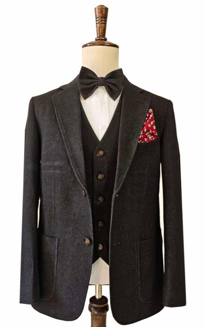 BLACK DENIM 3 PIECE SUIT