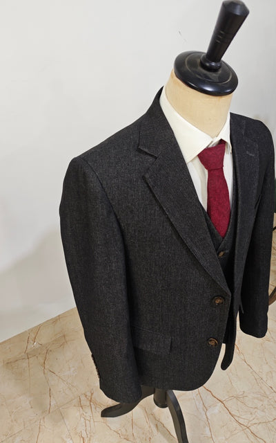 BLACK DENIM 3 PIECE SUIT