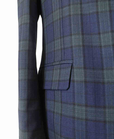 NAVY GREEN  PLAID WORSTED 3 PIECE SUIT