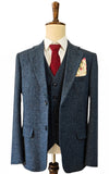BLUE HARRIS TWEED 3 PIECE SUIT