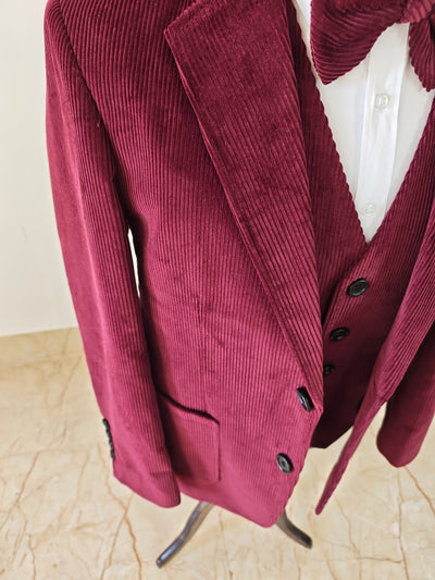 WINE RED CORDUROY 3 PIECE SUIT