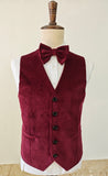 WINE RED CORDUROY 3 PIECE SUIT