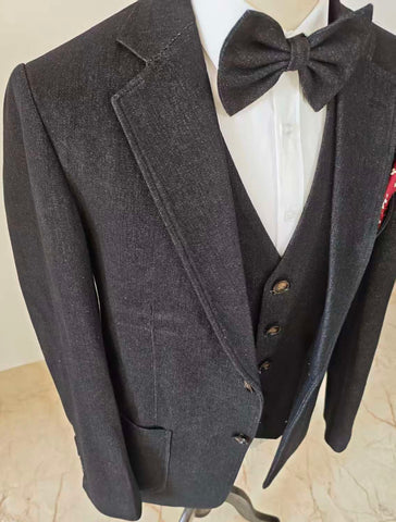 BLACK DENIM 3 PIECE SUIT