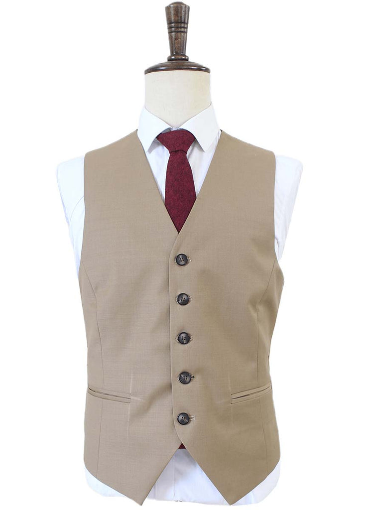 Beige prince of wales cotton-linen flat-front lightweight Dress