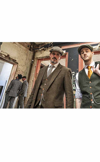 BDtailormade BROWN HERRINGBONE SPECKLE TWEED 3 PIECE SUIT - BDtailormade TWEED SUITStweedmaker hockerty menstweedsuit