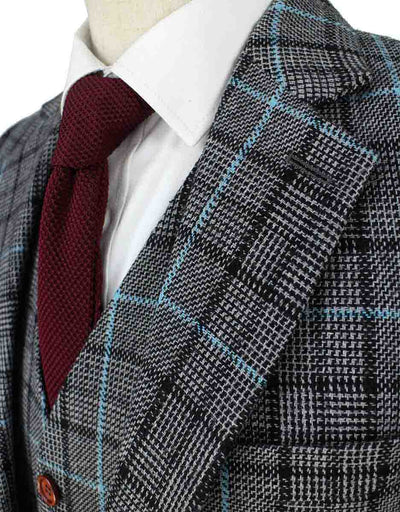 BDtailormade GREY BLUE HOUNDSTOOTH PLAID TWEED 2 PIECE SUIT - BDtailormade TWEED SUITStweedmaker hockerty menstweedsuit
