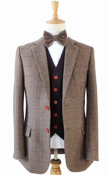 BROWN HERRINGBONE MIX & MATCH TWEED 3 PIECE SUIT丨BDtailormade