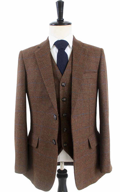 BDtailormade BROWN TATTERSALL TWEED 3 PIECE SUIT - BDtailormade TWEED SUITStweedmaker hockerty menstweedsuit