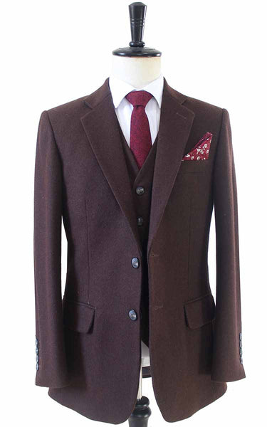 Brown Twill Tweed 3 Piece Suit | BDtailormade丨Tweed Suits