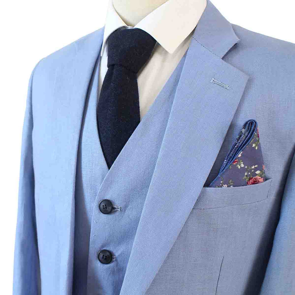Tailored Fit Dusty Blue Linen Jacket