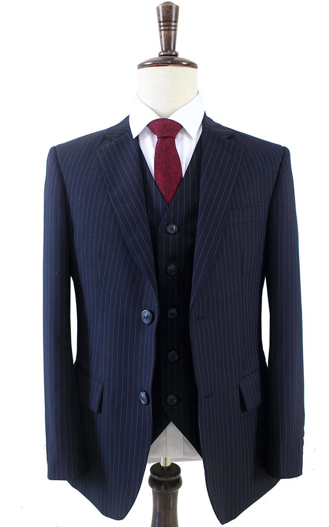Light Blue Pinstripe Suits For Men 2 Pieces Double Breasted Groom